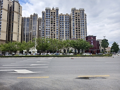 小区街道马路外景01