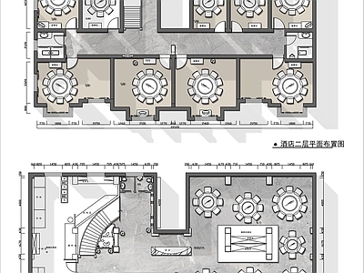 400㎡两层中式大饭店平面布置图 施工图