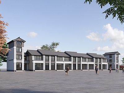 中式仿古商业建筑 街景  民宿 餐饮