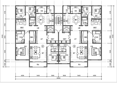 20套17层1梯2户户型汇总 施工图