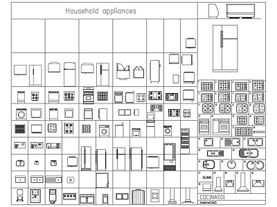 各类标准尺寸厨房用品以及电器合集 施工图