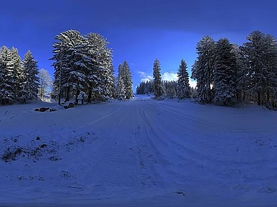 HDR 雪景 蓝天