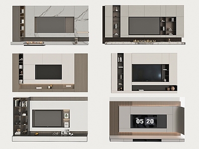 现代电视背景墙组合