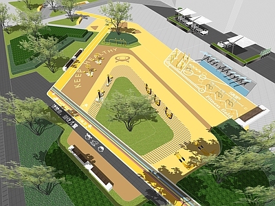现代口袋公园景观 街头绿地 社区活动广场 户外康体健身运动场地 儿童乐园