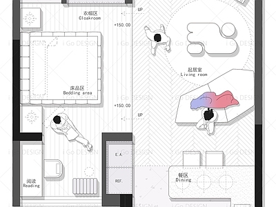 iGo 46㎡公寓麻雀虽小五脏俱全平面案例源文件 施工图 公寓
