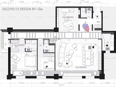 iGo 180㎡大平层解构主义优化案例源文件 施工图