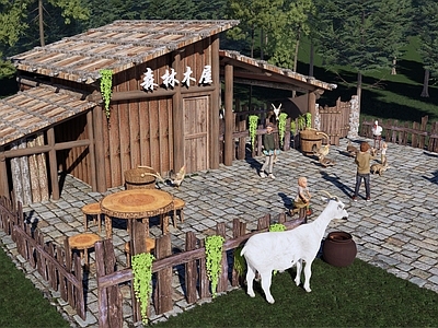 现代森林木屋 美丽乡村庭院 农村家禽 亲子生态农场 农家乐庭园 木