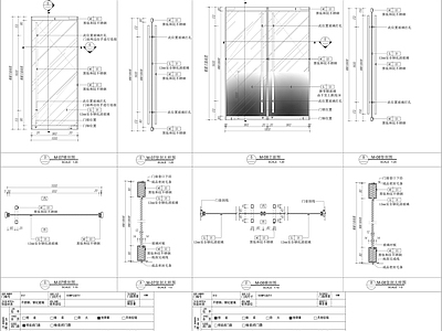 玻璃平开门玻璃门节点大样 贴渐变膜 施工图
