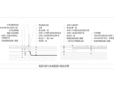 地面石材与木地板接口做法详图1 施工图