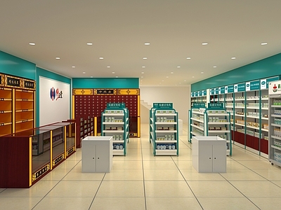 药店 药店货架 中药柜 百子柜 处方柜 收银台 货架展柜 阴凉柜 中岛架