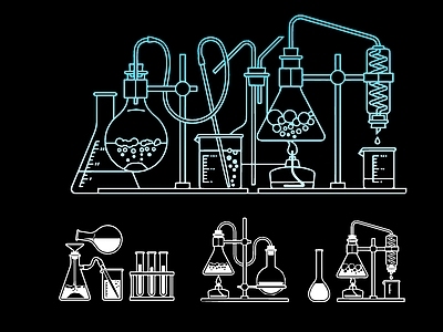 现代化学符号器皿图标剪影