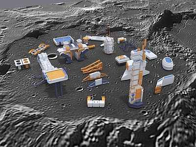 月球基地 太空基地 科幻基地 未来建筑 月球表面 外星殖民基地