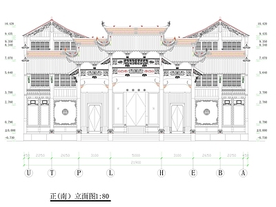 徽派建筑三进院落CA 施工图