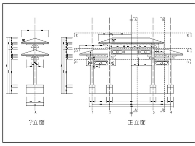 仿古典牌楼大门 施工图