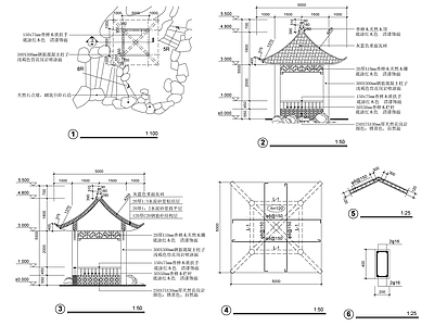 福建中国式凉亭施工详图 施工图