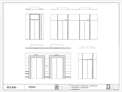 现代电梯门 电梯厅 电梯按钮 施工图