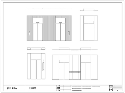 现代电梯门 电梯厅 电梯按钮 施工图