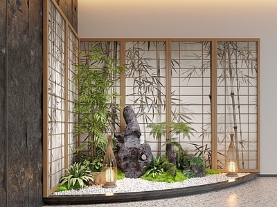 新中式室内景观造景 小品 室内 室内造景 苔藓植物 植物堆