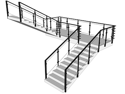 现代扶手楼梯 双胞胎楼梯 室内
