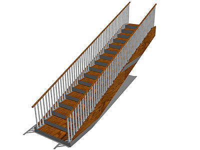 现代扶手楼梯 金属 木材