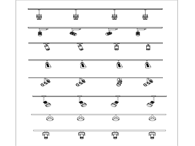 现代筒灯 磁吸灯 射灯 轨道灯 施工图