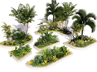 现代树池植物组合 植物堆 乔木灌木花草 景观树池花坛