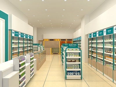 药店 药店货架 处方柜 阴凉柜 收银台 中药柜 参茸柜 处方前柜 中岛架