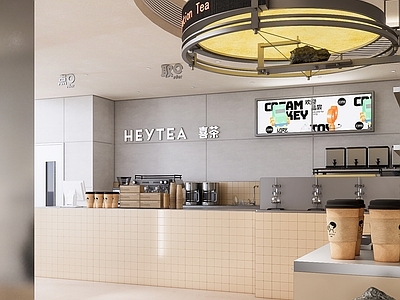 现代奶油风奶茶店 咖啡店