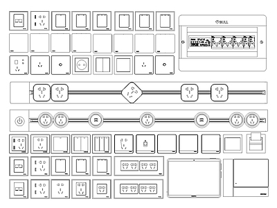 现代开关插座 移动轨道插座 配电箱 弱电箱 施工图