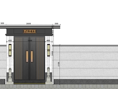 别墅自建房新中式大门入户门