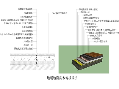 地暖地面实木地板做法 施工图