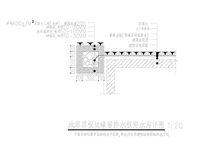 地库顶板边缘蓄排水板排水沟详图 施工图