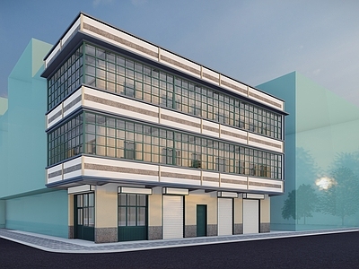 现代其他公共建筑 现代复古风公寓楼