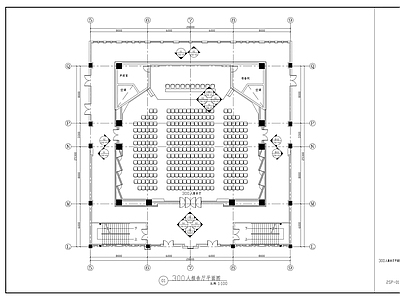 现代会议室 300人室 施工图