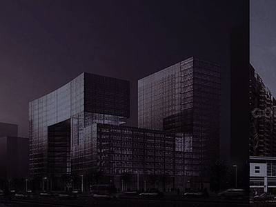 现代新中式街道外景 人行道 商业街外景
