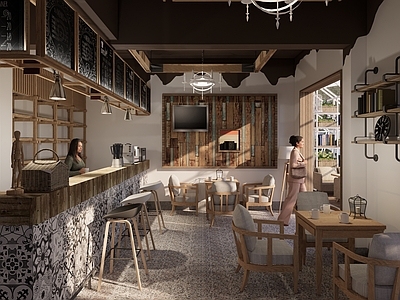 现代复古民宿餐厅 民宿咖啡厅 民宿酒店