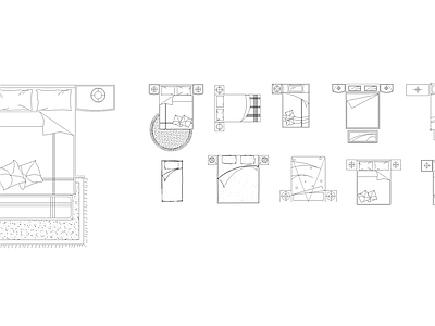 现代床 家具系列Cad 施工图