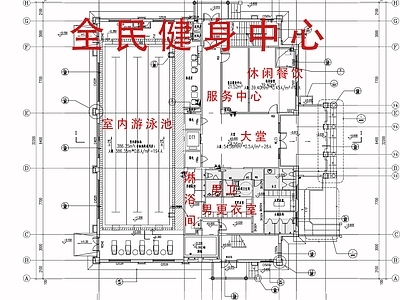 欧式其他公共建筑 全民健身中心 室内常温游泳池 运动健身中心 施工图