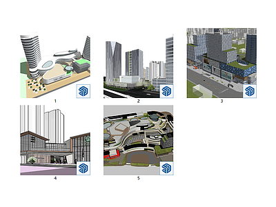 现代商场建筑 5款 商业综合体 商业街 商业裙楼