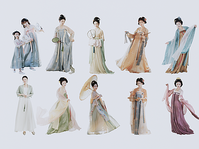 多人 2D人物 中式女人 古典人物 汉服美女