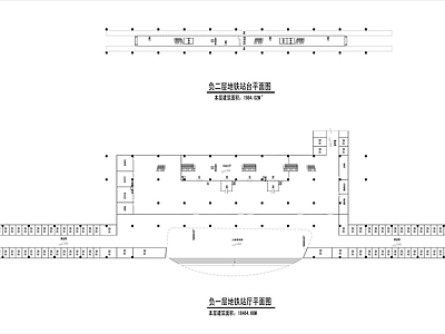 现代其他交通建筑 城铁站平面 施工图