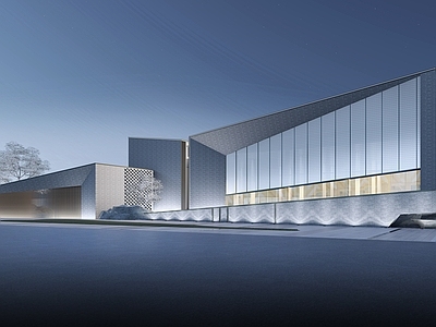 现代展览馆建筑 展览馆 入口大 邻里中心