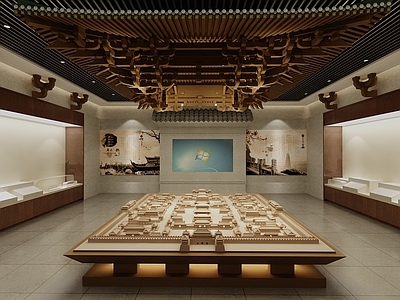 新中式中式博物馆 古建展厅 历史展厅 文化展厅 展柜展台 文化墙