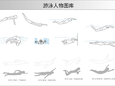 现代人物 游泳图库 游泳运动图库 施工图