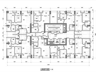 现代住宅楼建筑 公寓平面图 施工图