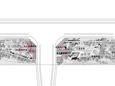 现代道路绿化 街道 现代道路街区游园 休闲活动 施工图