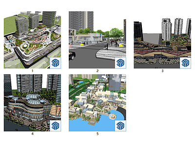 现代商场建筑 5款 商业综合体 商业街 商业裙楼 商业多层