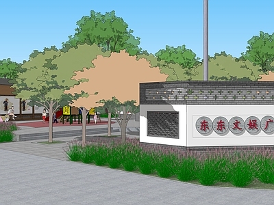 新中式中式广场景观 广场节点