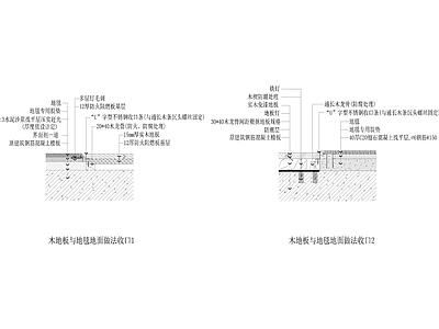 现代地面节点 地毯与木地板收口 施工图