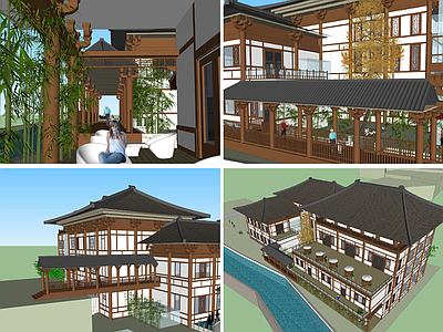 中式新中式酒店建筑 大唐风 特色酒店